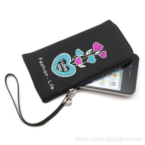Fashionable Velvet Pouch for Apple's iPhone4, with Quality Zipper Slider and Lanyard
